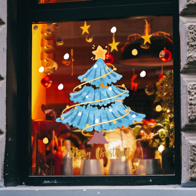 Home Office Holidays 2026 - Naklejki na okno z brokatem w