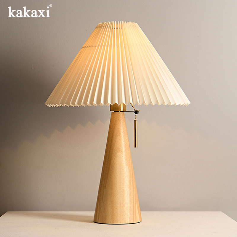 Desktop Organizer Bamboo - Retro lampa stołowa z litego drewna