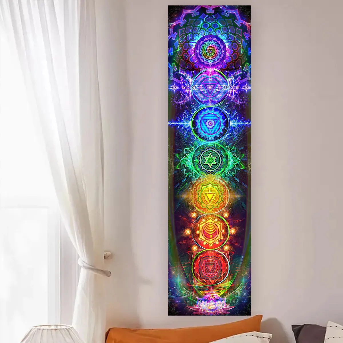 Home Office Yoga Room - Kolorowy gobelin ścienny Chakra Joga Medytacja