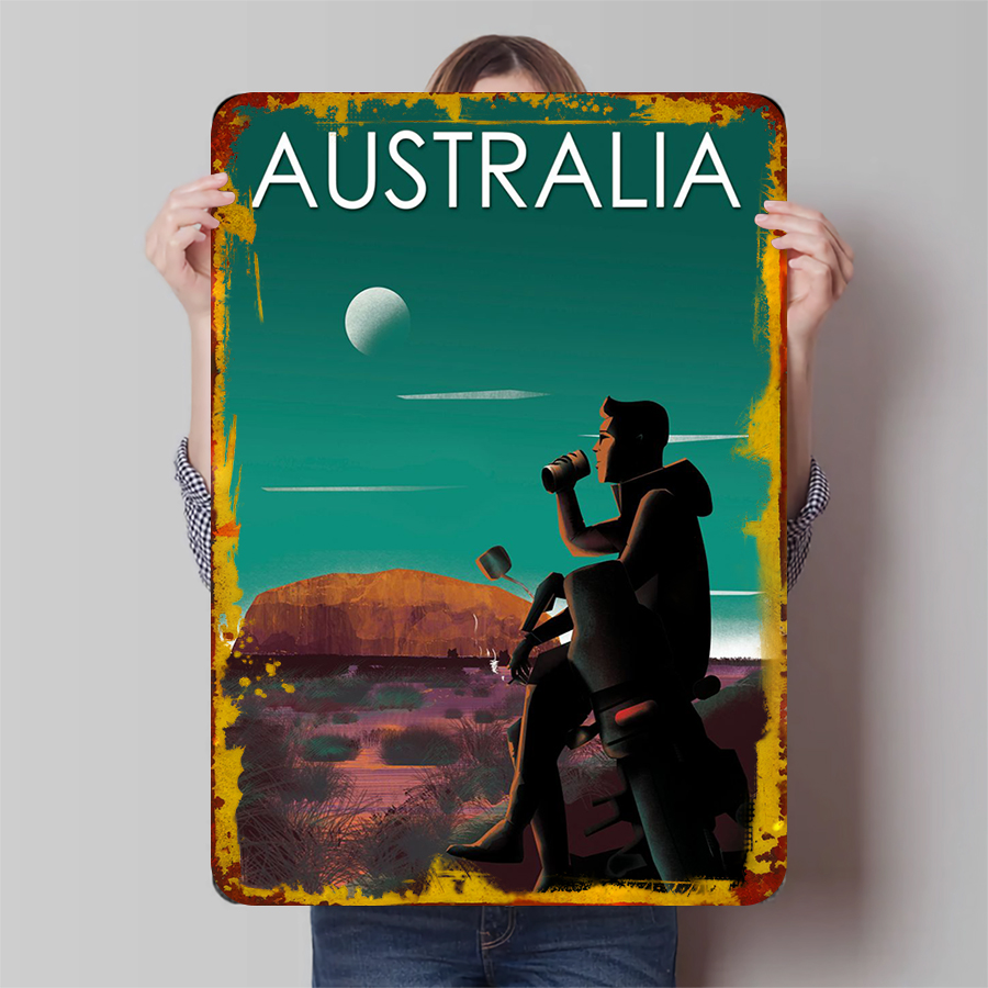 Home Office Australia - Australijski Krajobraz Rustykalna Metalowa Dekoracja Ścienna
