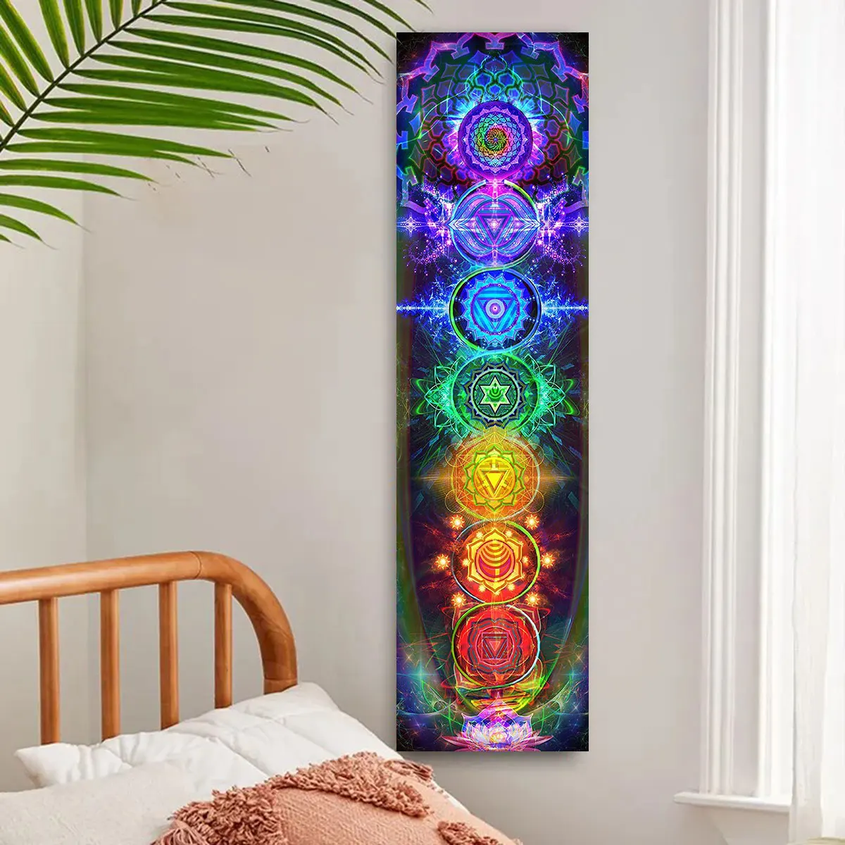 Kolorowy gobelin ścienny Chakr – Home Office Yoga Room recenzja i cena