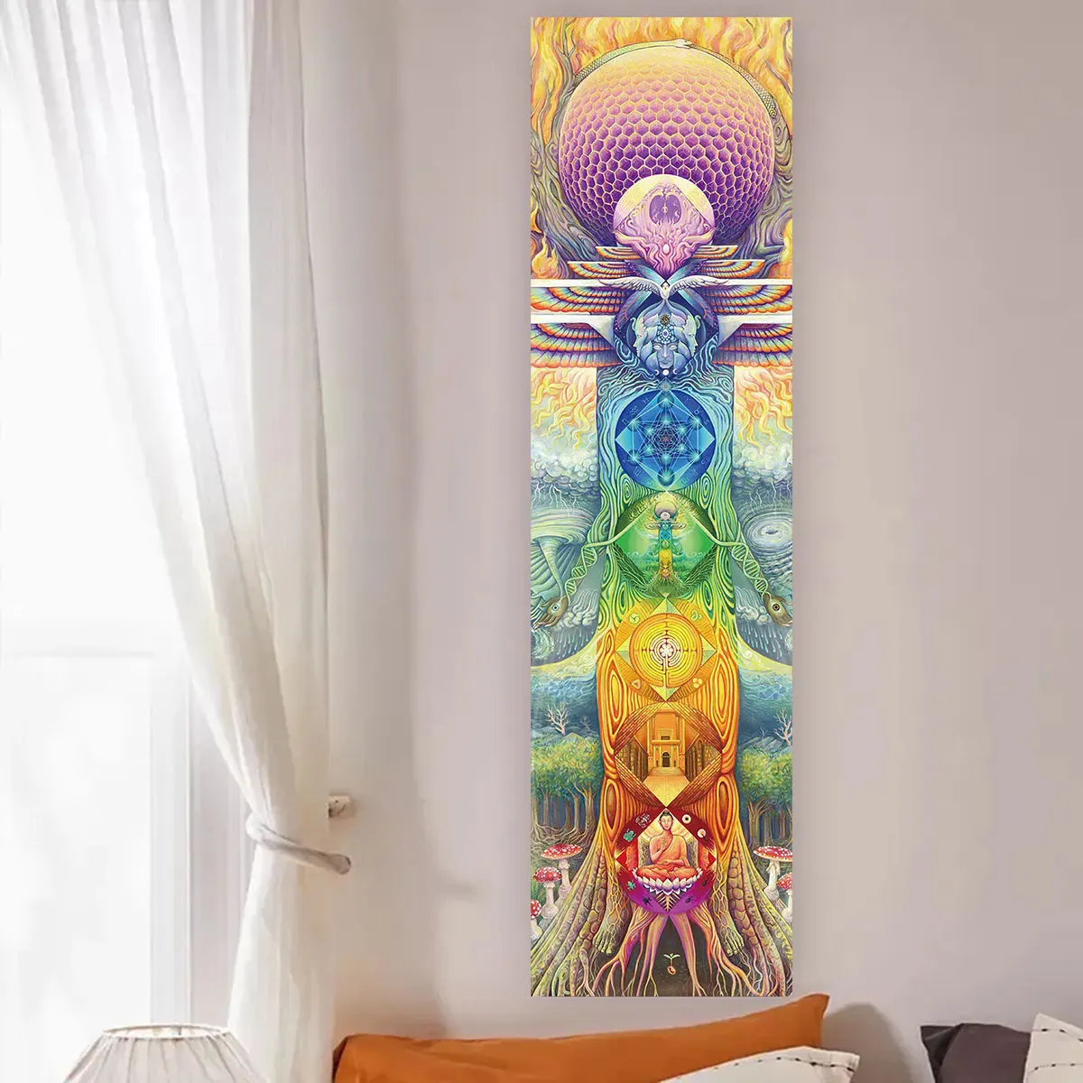 Kolorowy gobelin ścienny Chakr – Home Office Yoga Room recenzja i cena