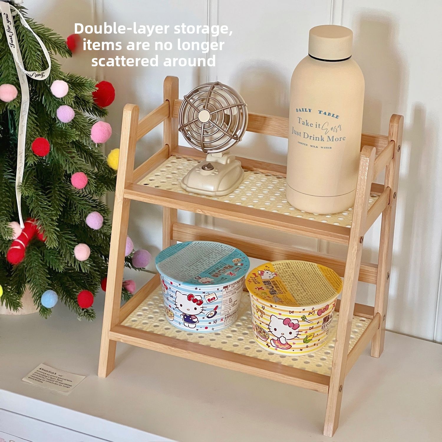 2-poziomowa półka w stylu krem – Desktop Organizer Bamboo recenzja i cena