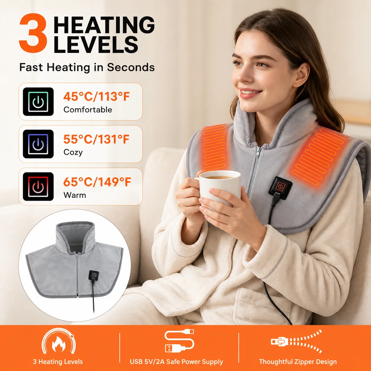 Ogrzewany szal USB z 3 pozioma – Home Office Hours recenzja i cena